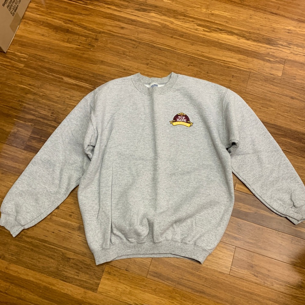 Gildan Ultra Cotton TCF Bank Stadium Sweatshirt Men Large Grey Crewneck Pullover